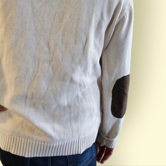 Ralph Lauren Chaps Pullover Sweater w Placket Front, Faux Suede Trim - Picture 4 of 7